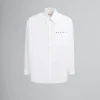 Tops & T-Shirts>Marni White Organic Poplin Shirt With Peeping Logo LILYWHITE