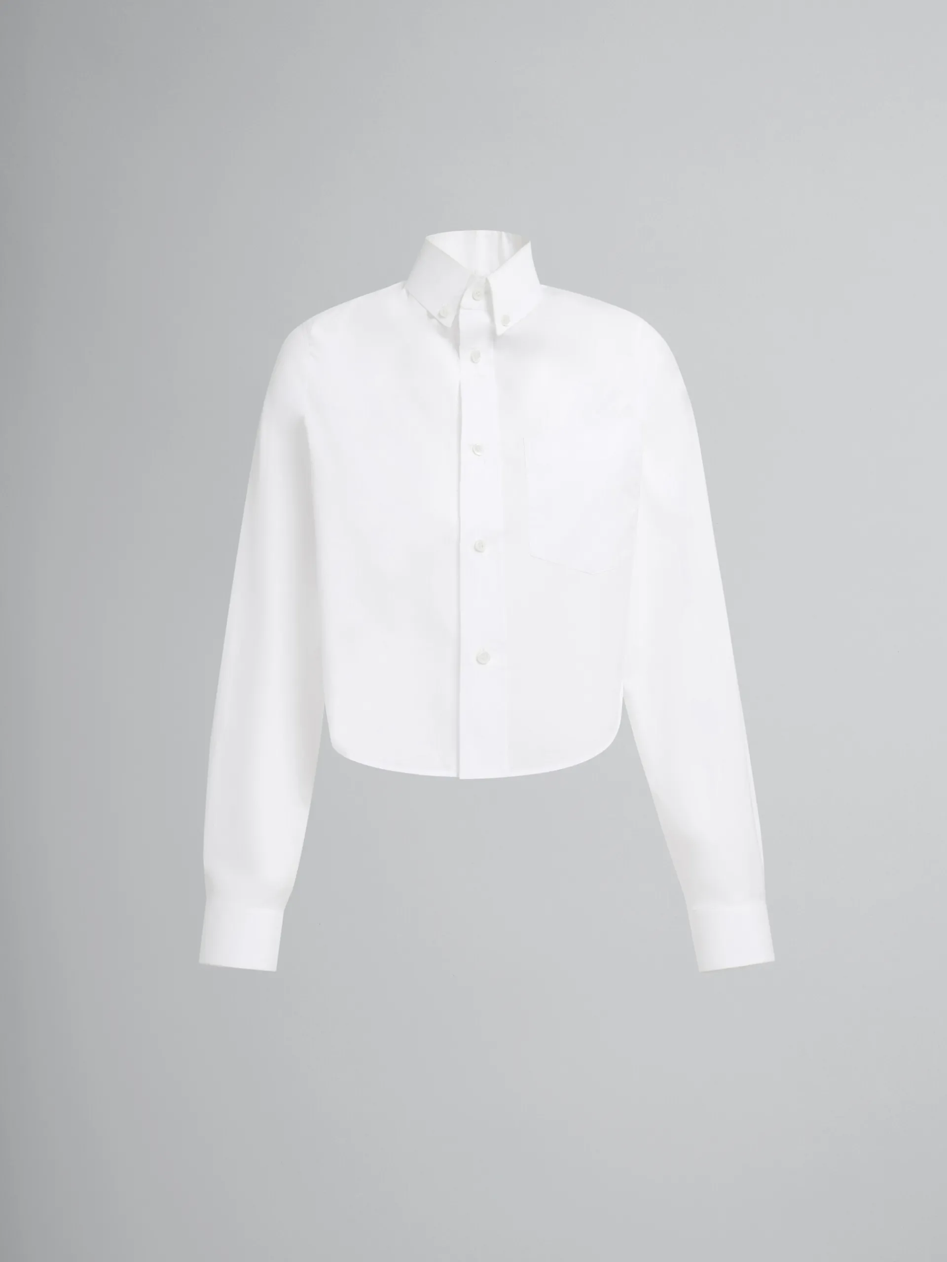 Tops & T-Shirts>Marni White Organic Poplin Shirt With Cropped Hem LILYWHITE