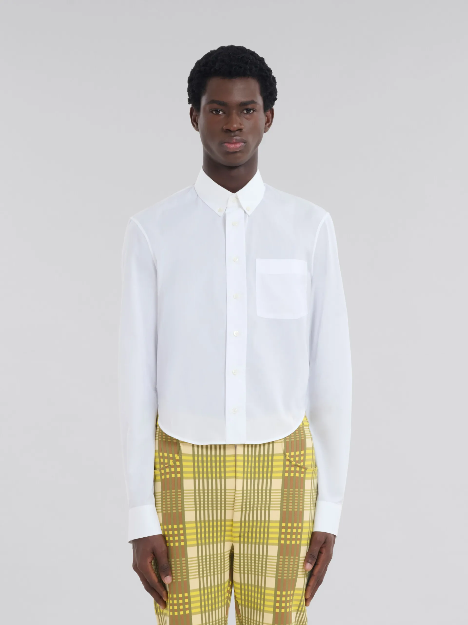 Tops & T-Shirts>Marni White Organic Poplin Shirt With Cropped Hem LILYWHITE