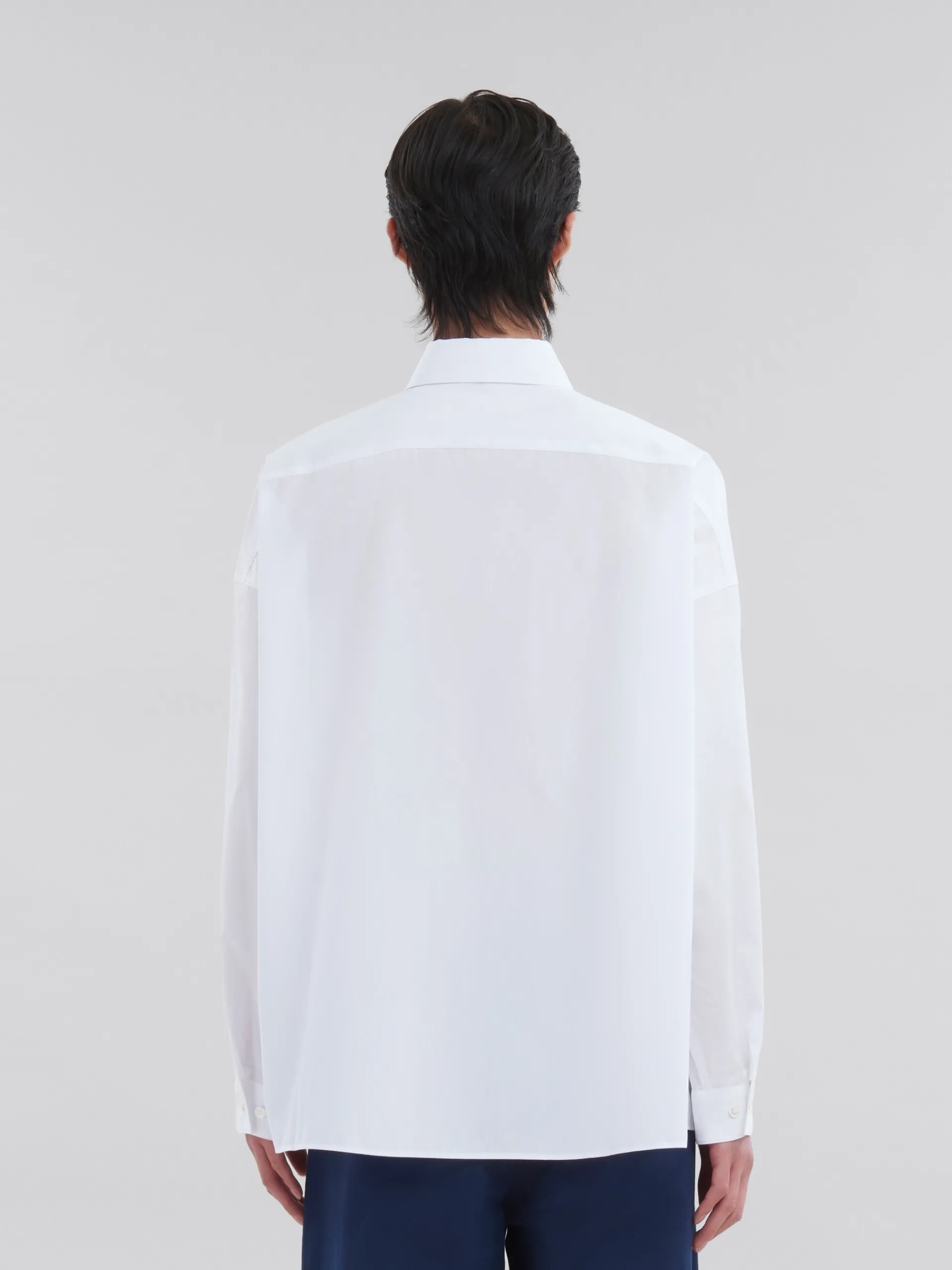Tops & T-Shirts>Marni White Organic Poplin Shirt With Peeping Logo LILYWHITE