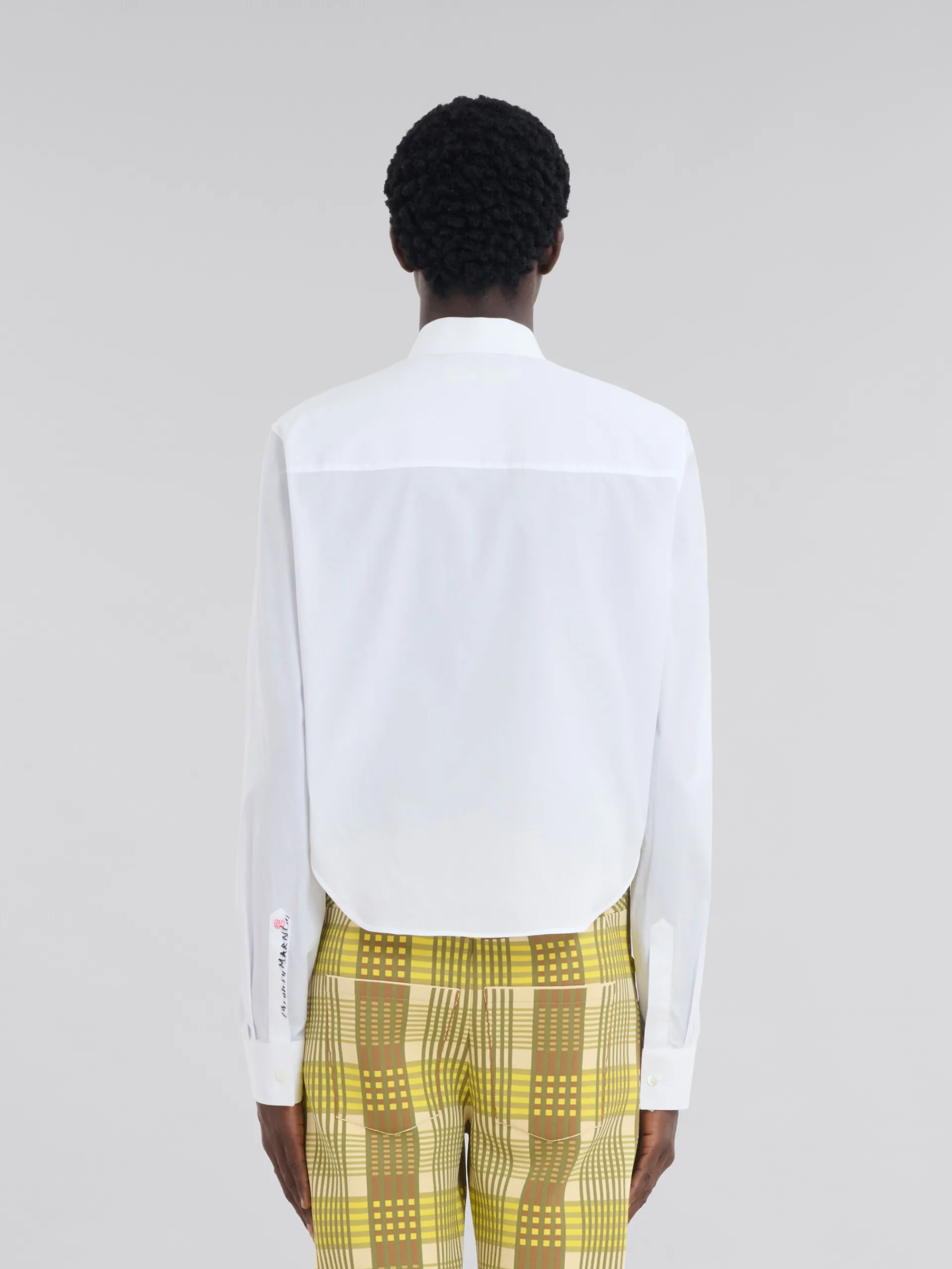Tops & T-Shirts>Marni White Organic Poplin Shirt With Cropped Hem LILYWHITE