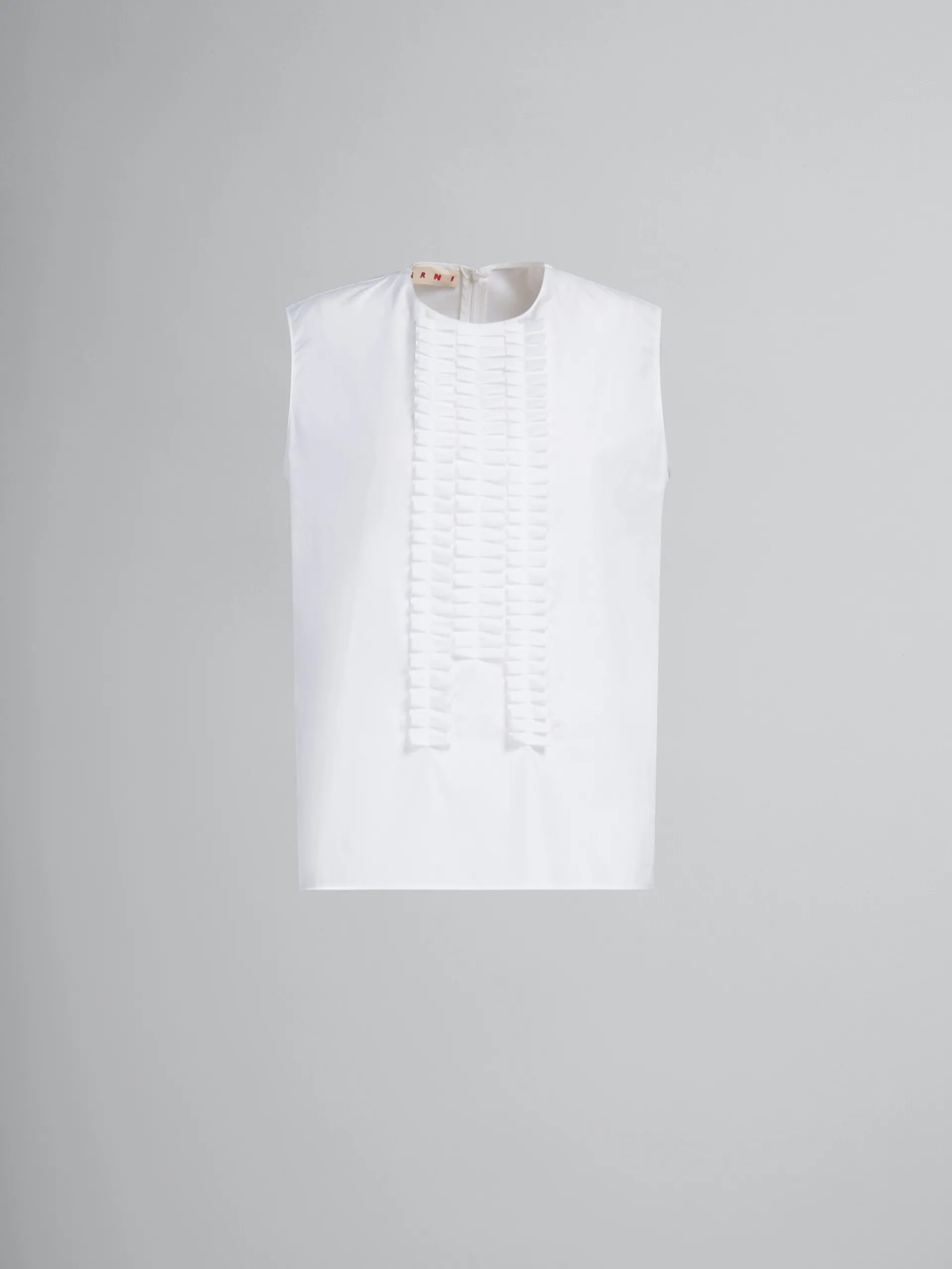 Tops & T-Shirts>Marni White Organic Poplin Sleeveless Top With Pleated Detailing LILYWHITE