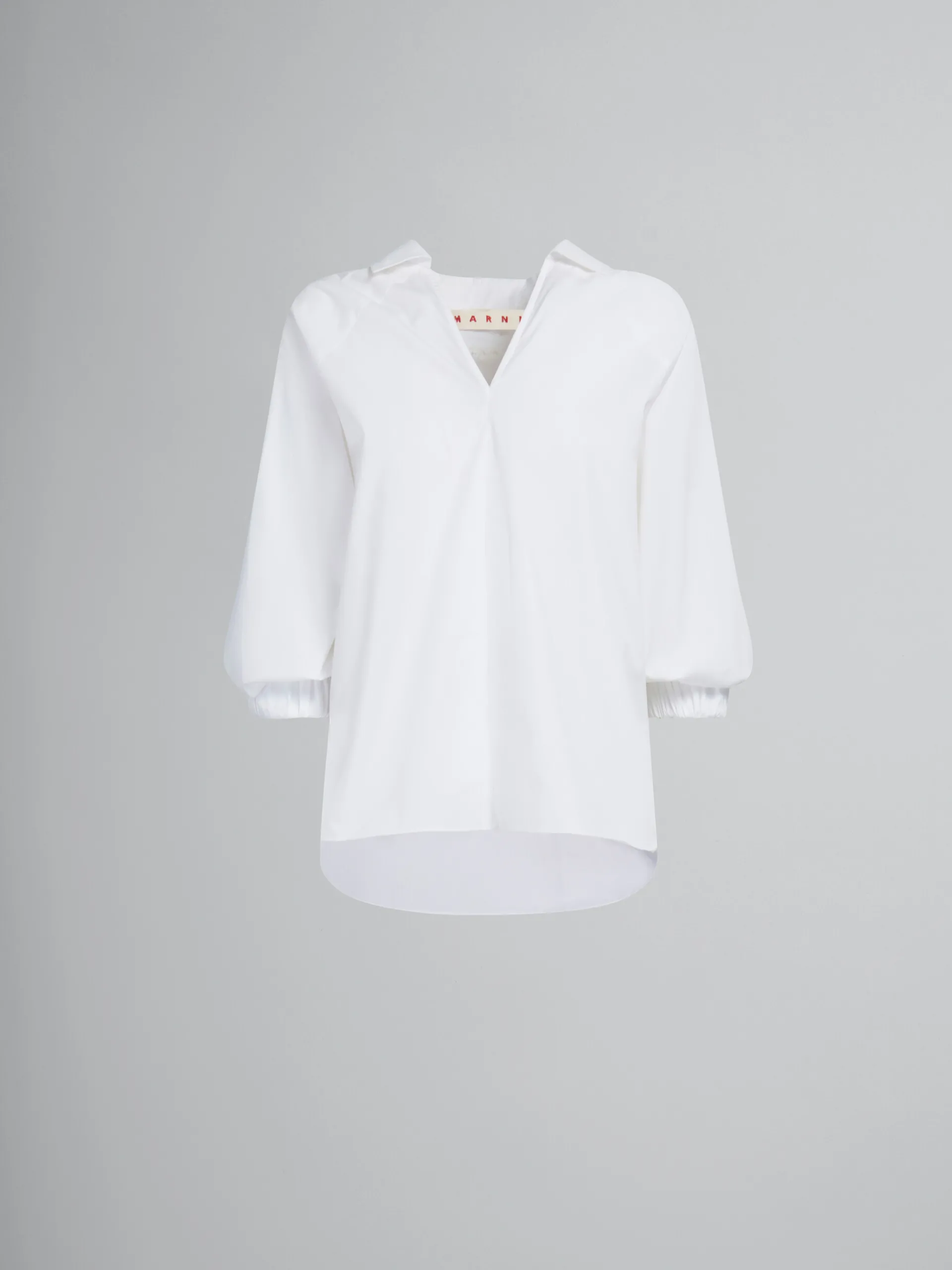 Tops & T-Shirts>Marni White Organic Poplin Top With Shirt Collar LILYWHITE
