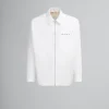 Tops & T-Shirts>Marni White Organic Poplin Zip Shirt With Hidden Logo LILYWHITE