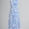 Dresses>Marni White Poplin A-line Dress With Blooming Print IRISBLUE