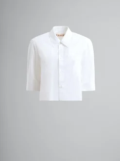 Tops & T-Shirts>Marni White Poplin Cocoon Shirt LILYWHITE