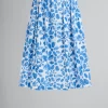 Matching Sets | Skirts>Marni White Poplin Elasticated Midi Skirt With Blooming Print IRISBLUE