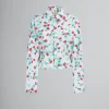 Tops & T-Shirts>Marni White Poplin Gathered Shirt With Reverie Print LILYWHITE