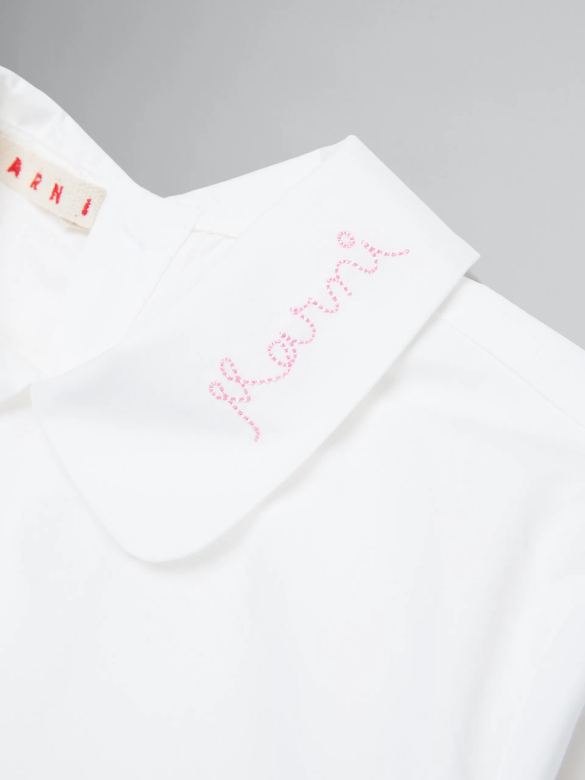 Kids>Marni White Poplin Shirt With Logo On Collar LILAC SACHET