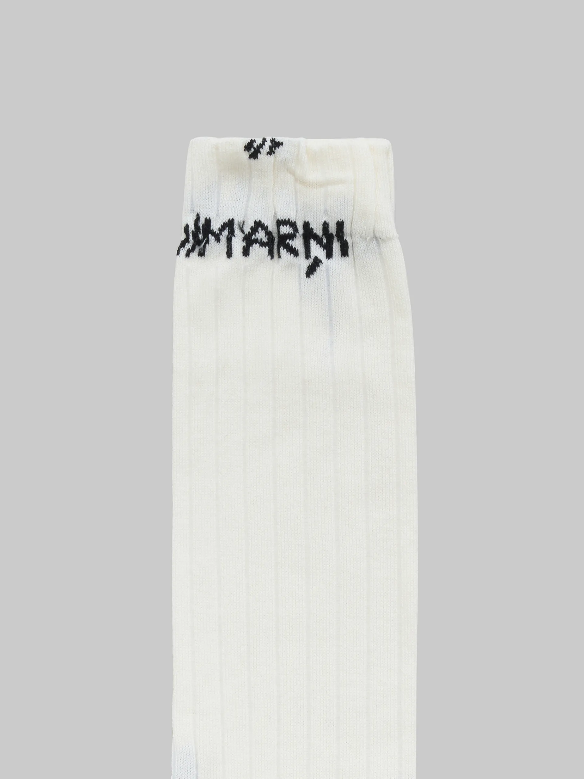 Socks>Marni White Ribbed Cotton Socks With Mending ALABASTER