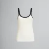 Tops & T-Shirts>Marni White Ribbed Cotton Tank Top With Mending ANTIQUEWHITE