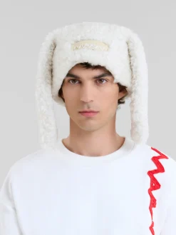 Hats | Hats>Marni White Shearling Rabbit Hat STONEWHITE