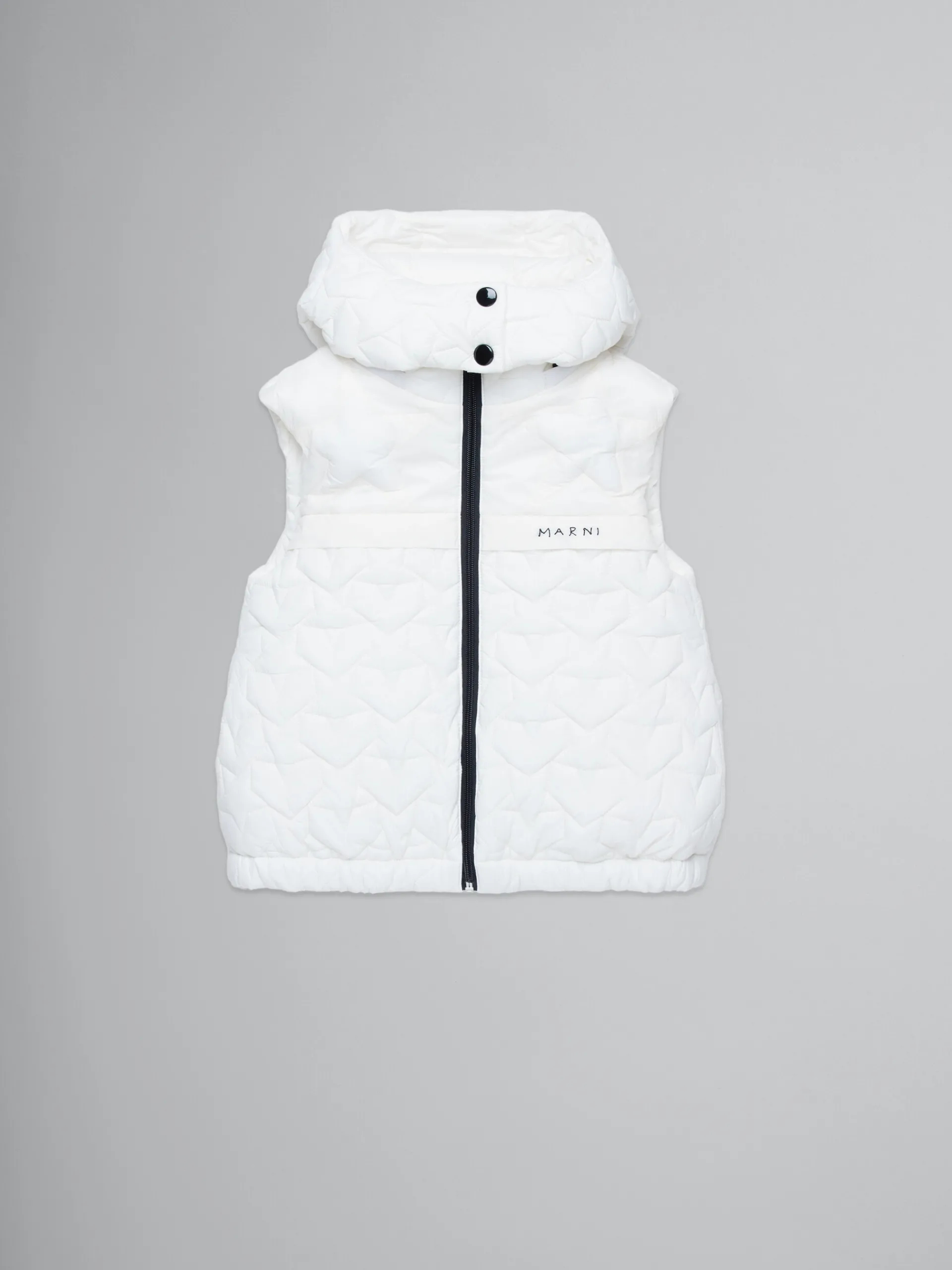 Kids>Marni White Sleeveless Padded Jacket With Stars NATURAL