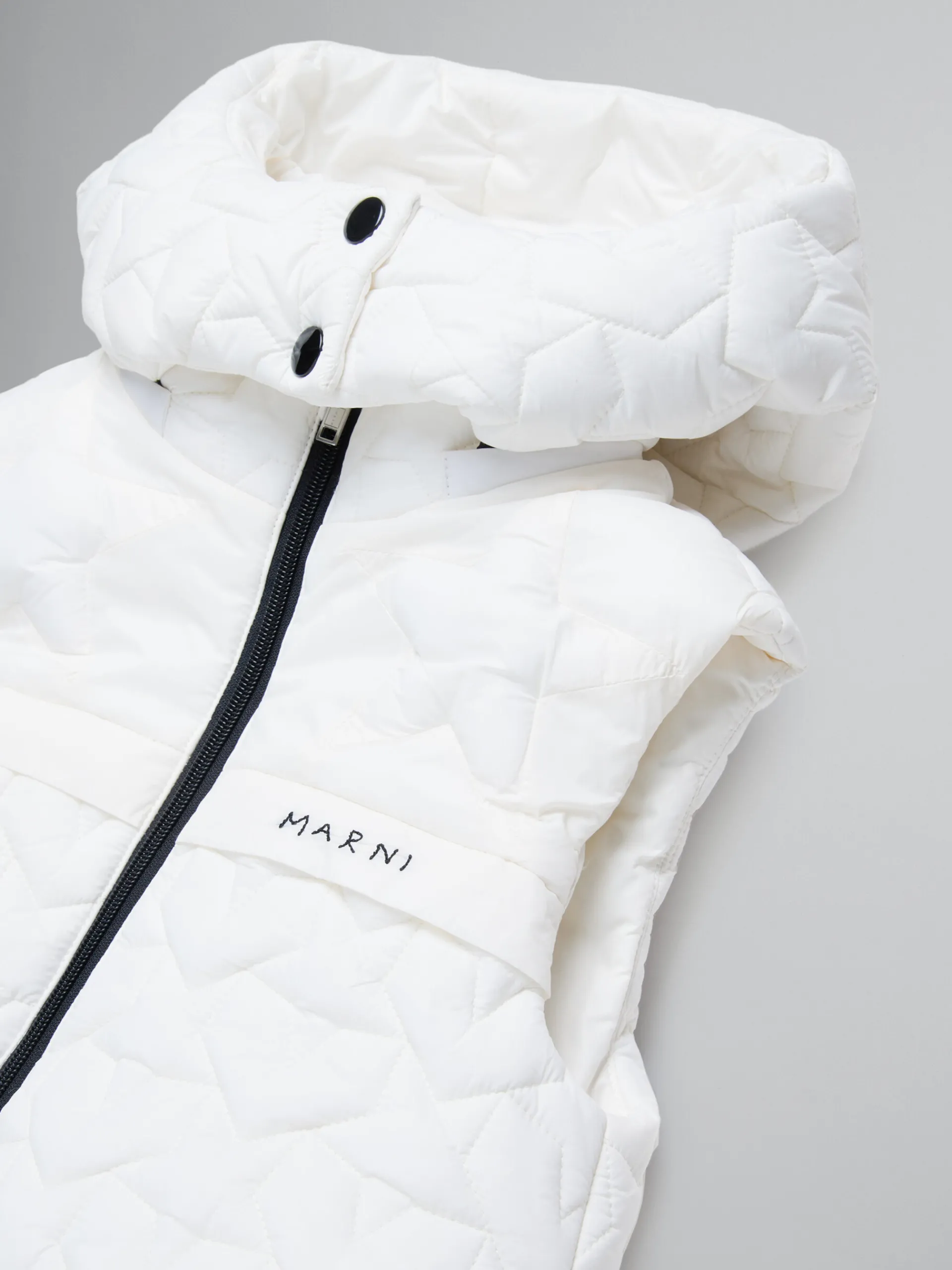 Kids>Marni White Sleeveless Padded Jacket With Stars NATURAL