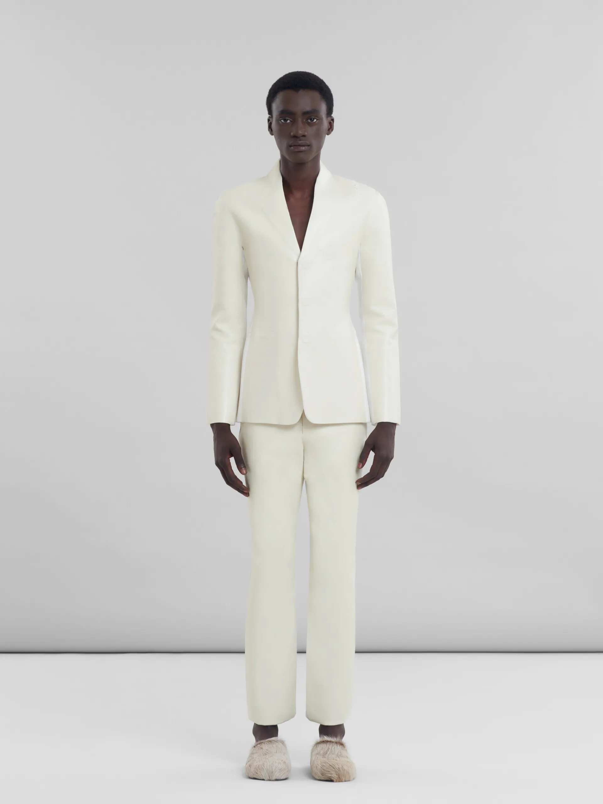 Matching Sets | Coats & Jackets>Marni White Wool And Coated Fabric Blazer LILYWHITE