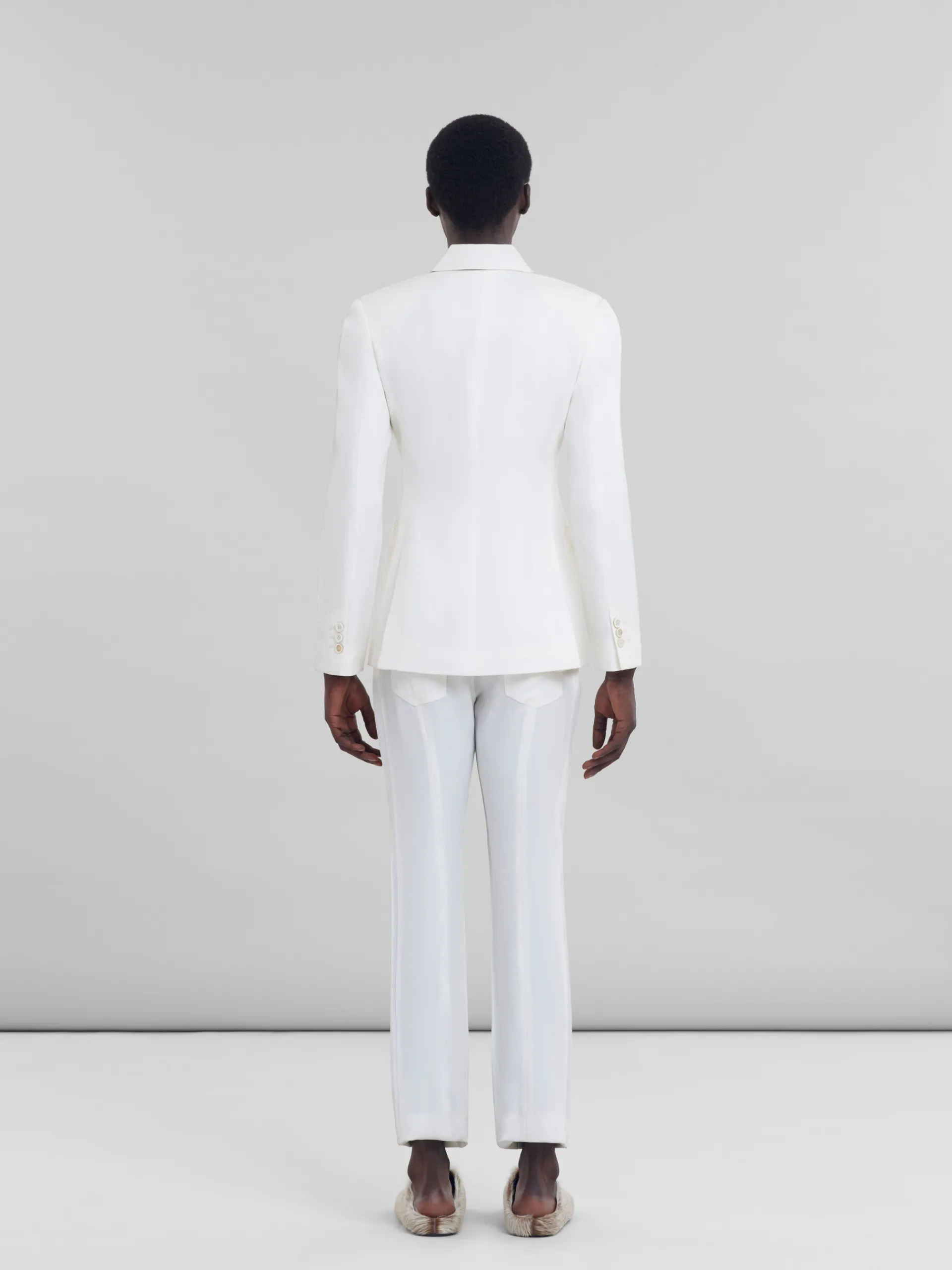 Matching Sets | Coats & Jackets>Marni White Wool And Coated Fabric Blazer LILYWHITE