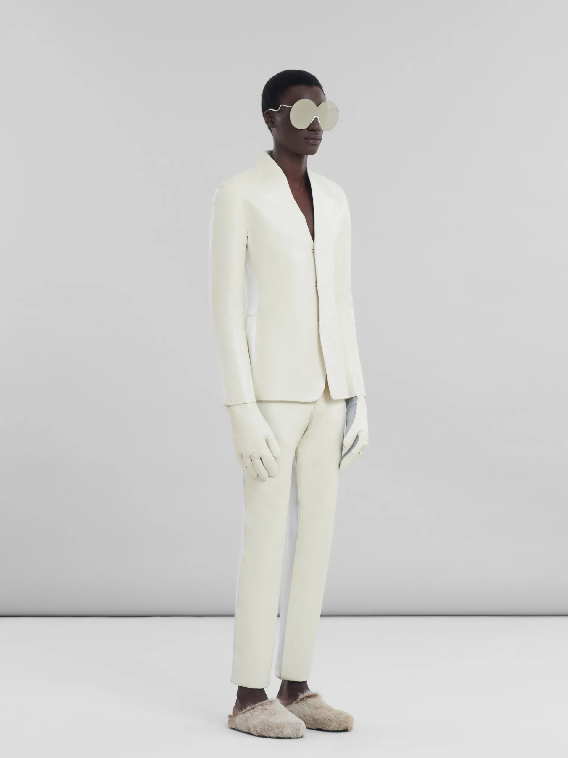 Matching Sets | Coats & Jackets>Marni White Wool And Coated Fabric Blazer LILYWHITE