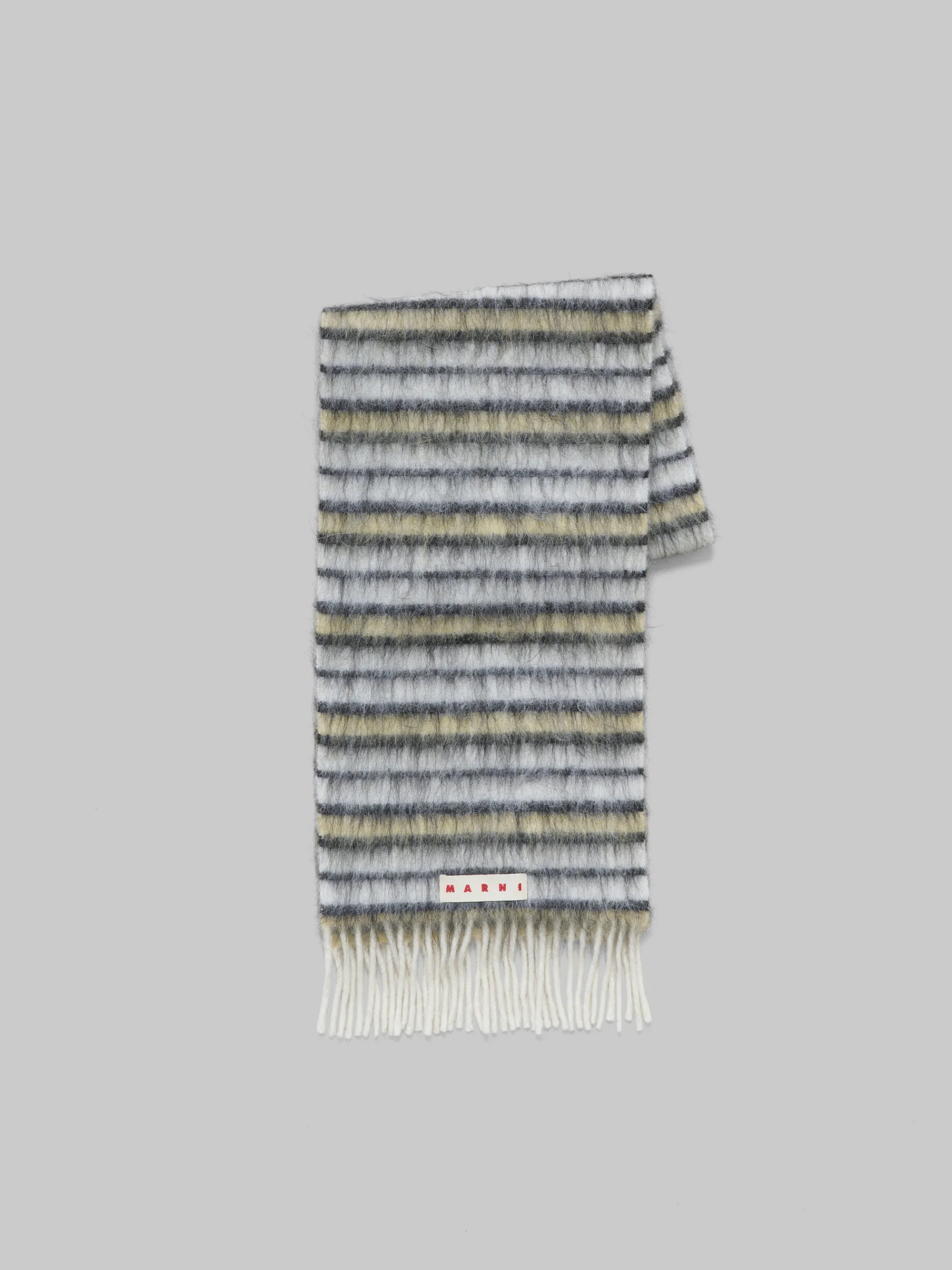 Scarves>Marni White Wool And Mohair Scarf With Striped Pattern LILYWHITE