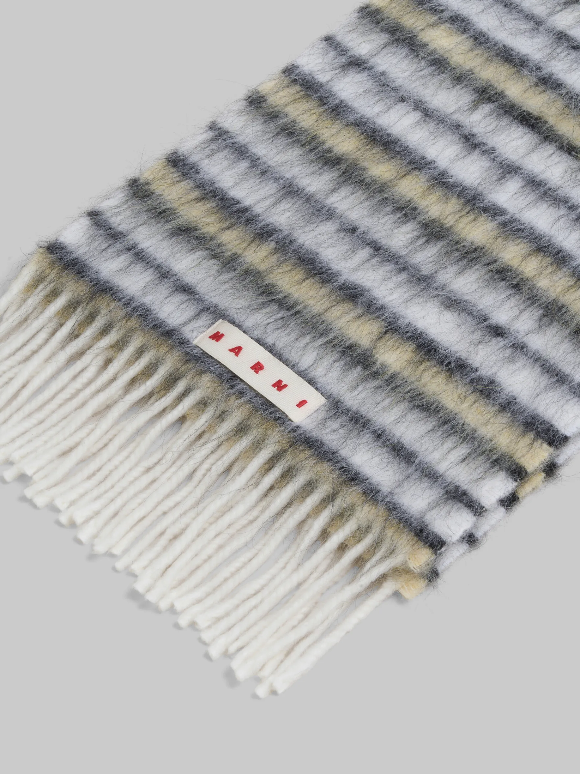 Scarves>Marni White Wool And Mohair Scarf With Striped Pattern LILYWHITE