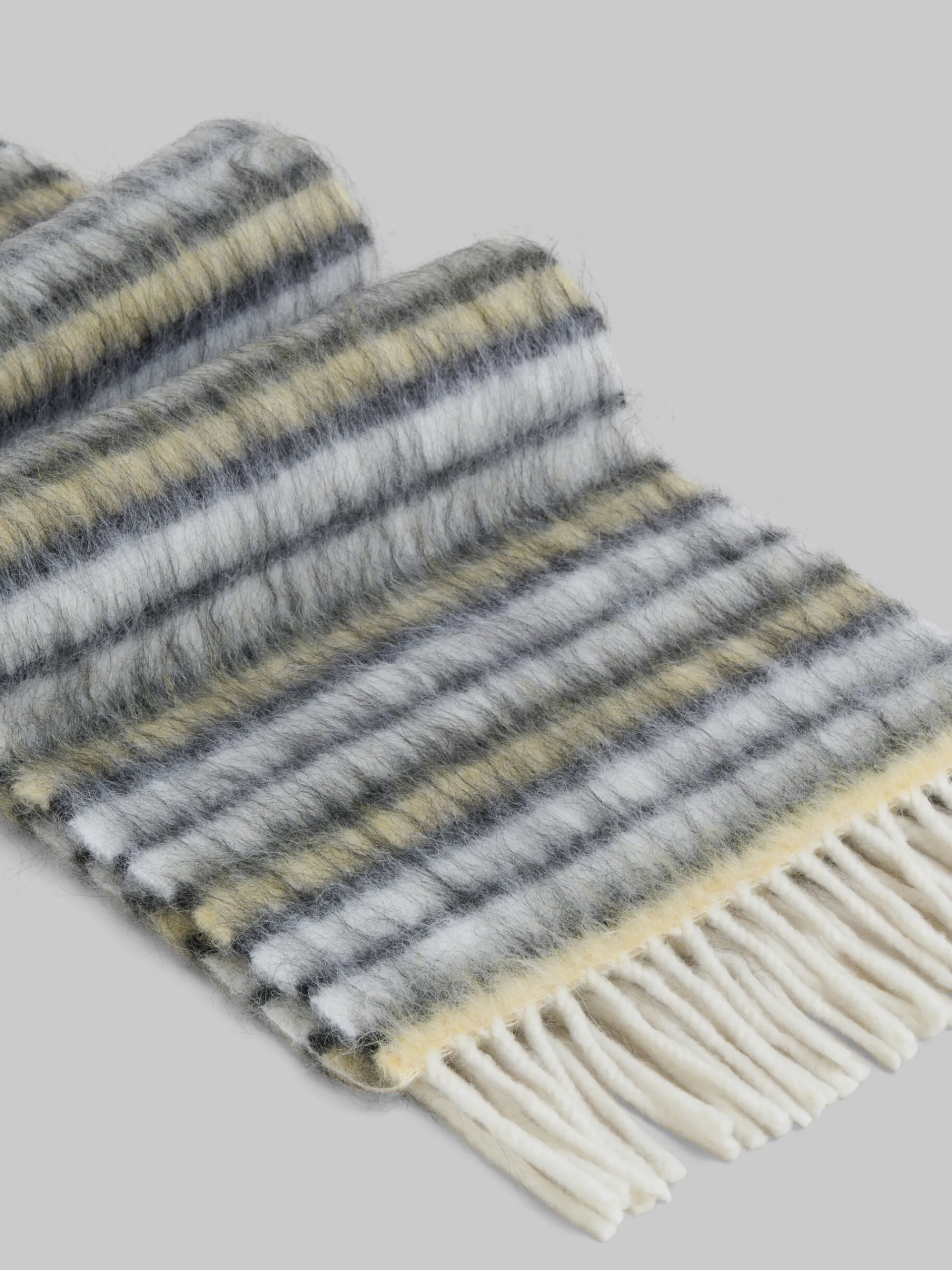 Scarves>Marni White Wool And Mohair Scarf With Striped Pattern LILYWHITE
