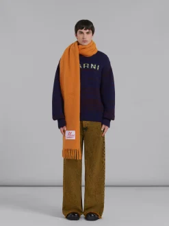 Other Accessories | Scarves>Marni Yellow Brushed Alpaca Scarf With Fringes ARABESQUE/ARABESQUE