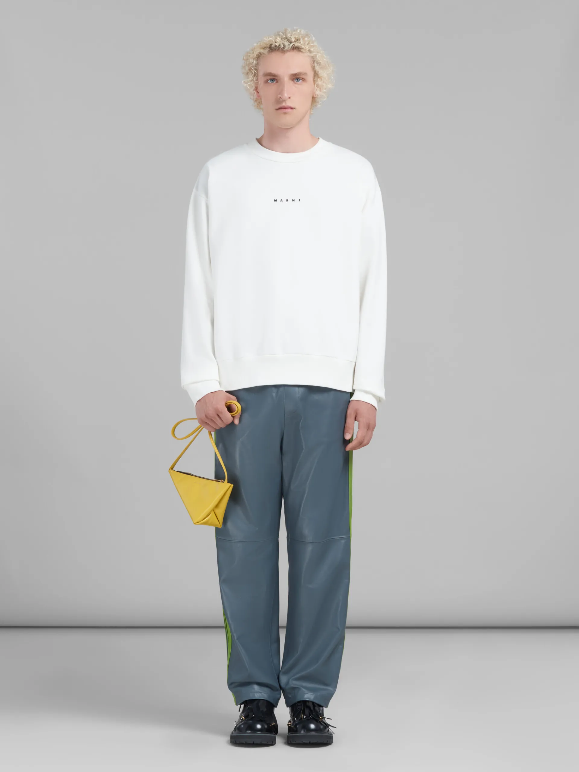 Crossbody Bags>Marni Yellow Leather Prisma Triangle Crossbody Bag LIME