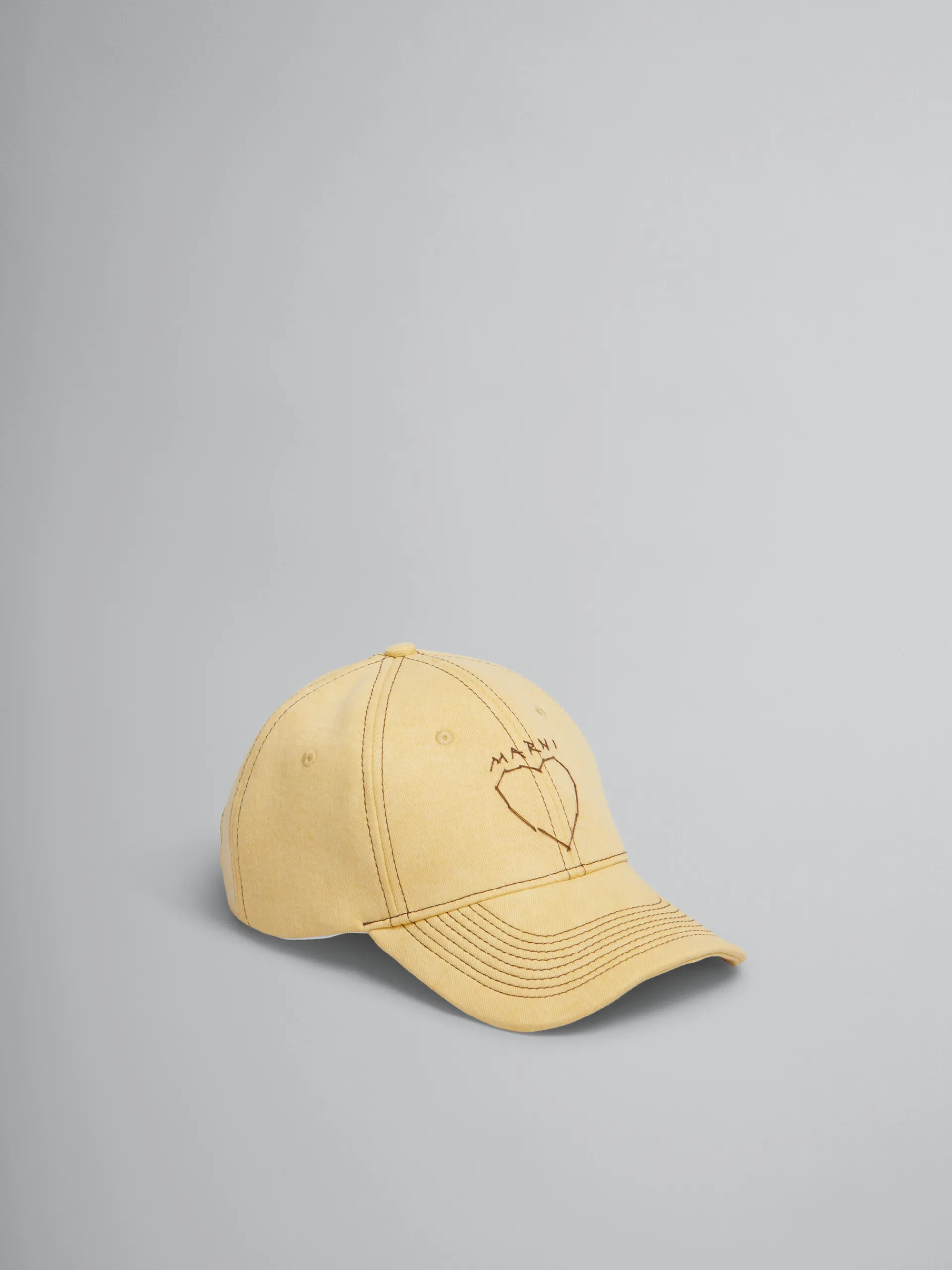 Hats>Marni Yellow Organic Denim Baseball Cap With Mending CITRUS