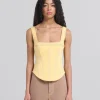 Matching Sets | Denim>Marni Yellow Organic Denim Corset Top CITRUS