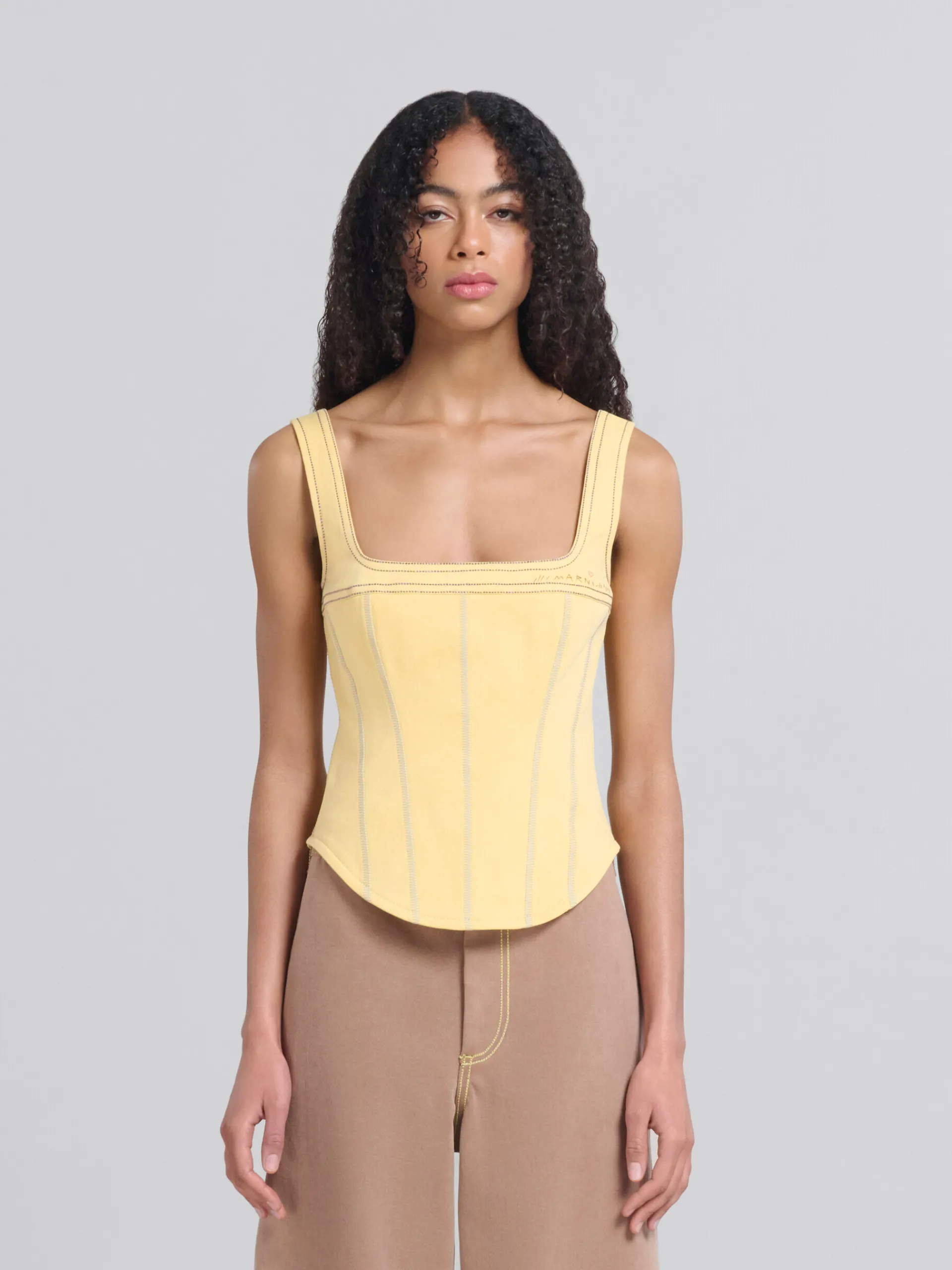Matching Sets | Denim>Marni Yellow Organic Denim Corset Top CITRUS