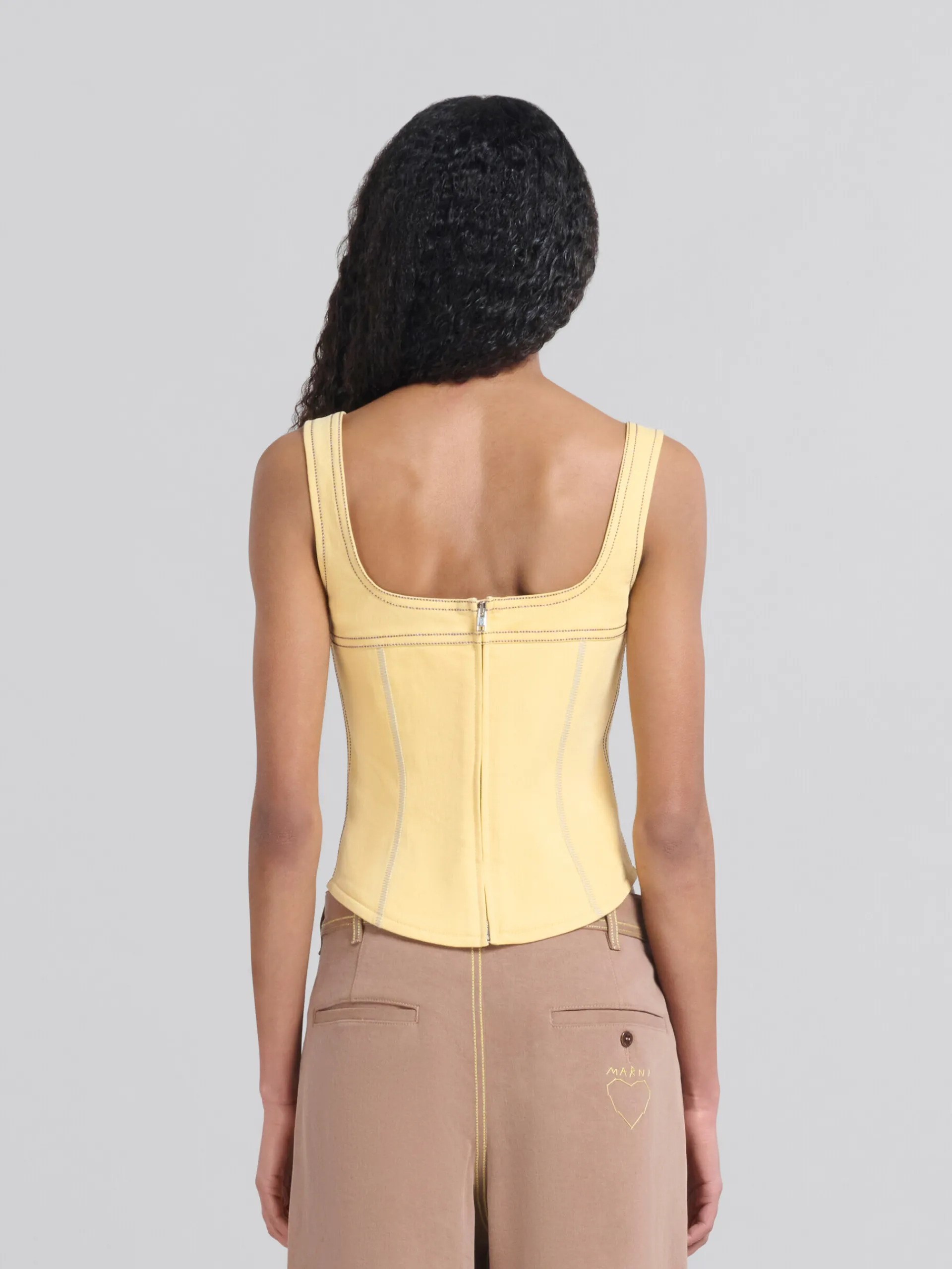 Matching Sets | Denim>Marni Yellow Organic Denim Corset Top CITRUS