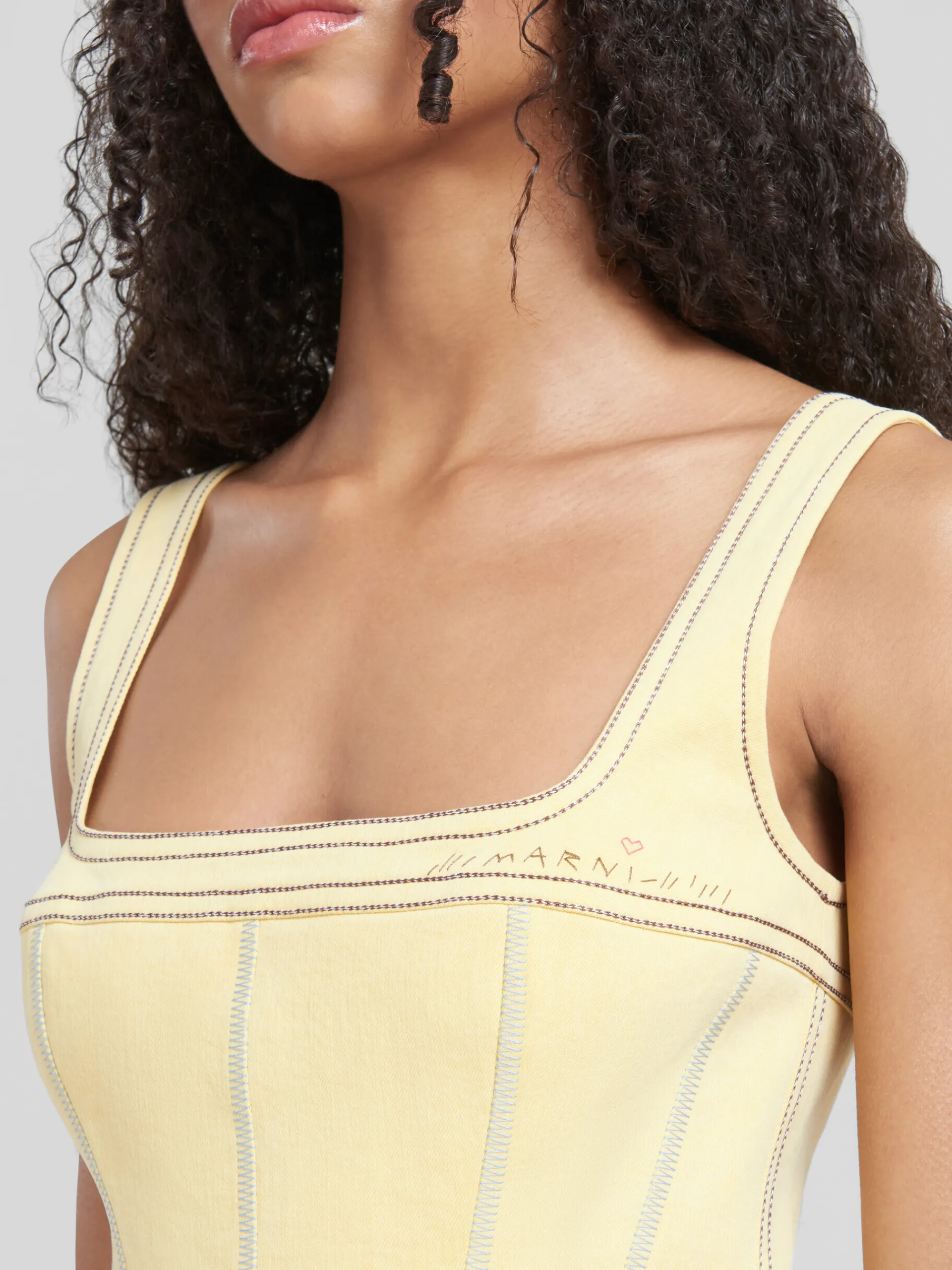 Matching Sets | Denim>Marni Yellow Organic Denim Corset Top CITRUS