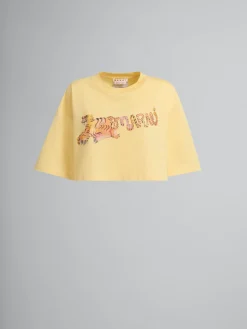Tops & T-Shirts>Marni Yellow Organic Jersey Cropped T-shirt With Print CITRUS
