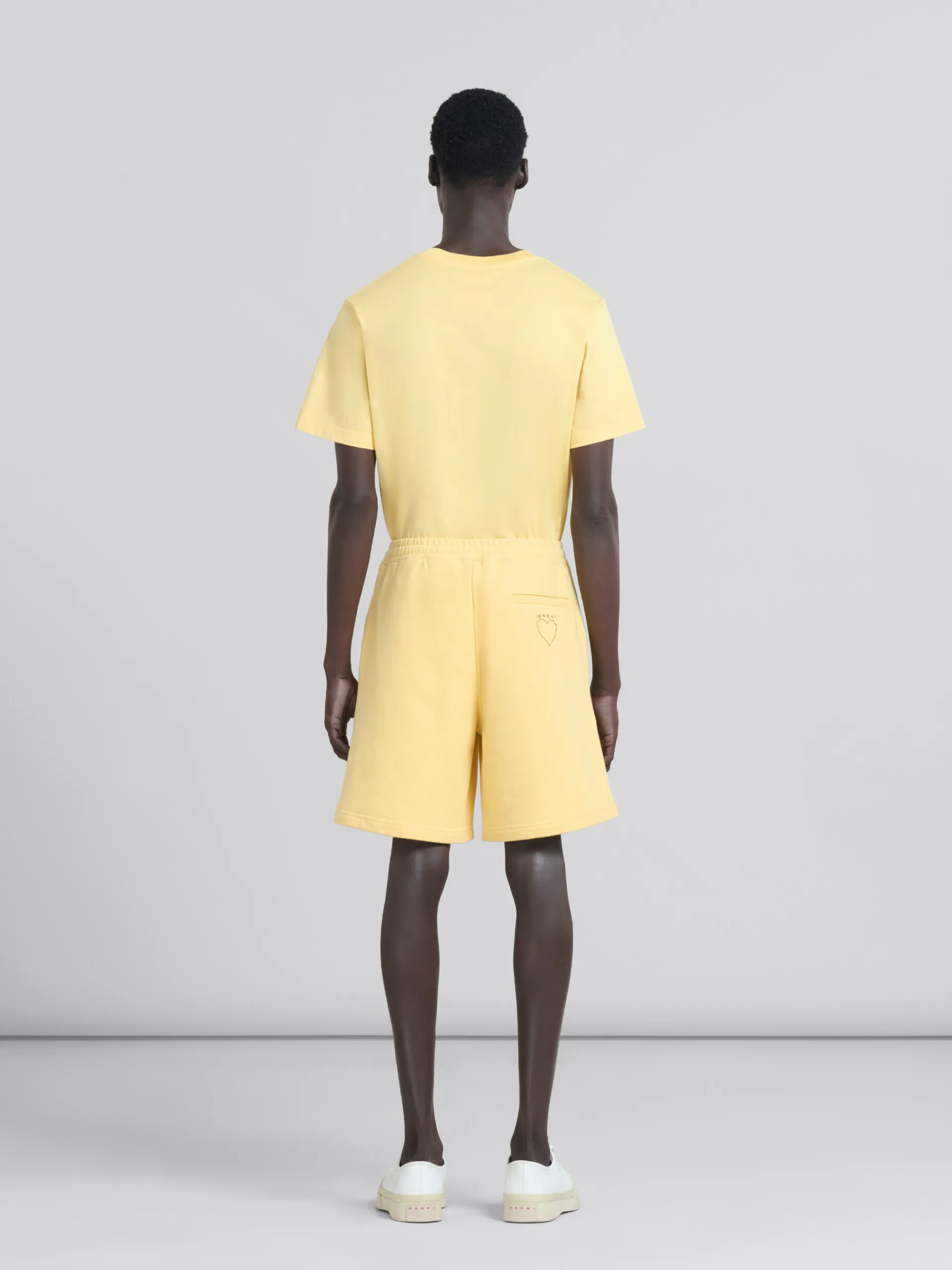 Pants>Marni Yellow Organic Jersey Sweat Shorts With Mending CITRUS
