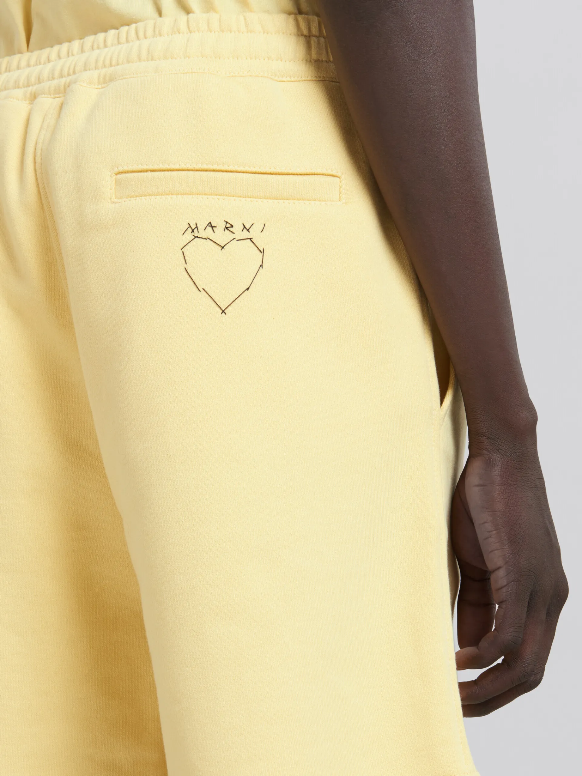 Pants>Marni Yellow Organic Jersey Sweat Shorts With Mending CITRUS