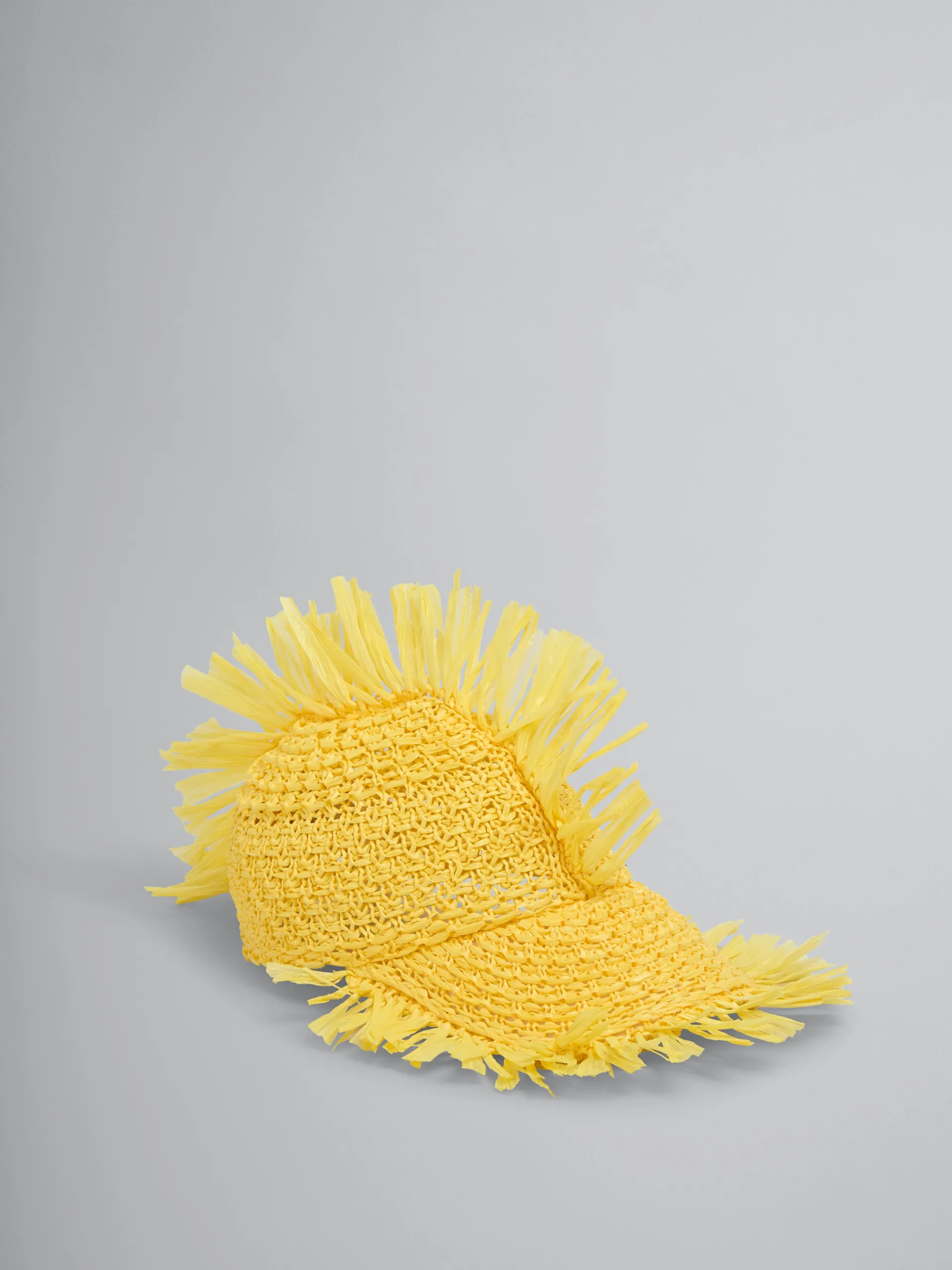 Hats>Marni Yellow Raffia-effect Baseball Cap LEMON