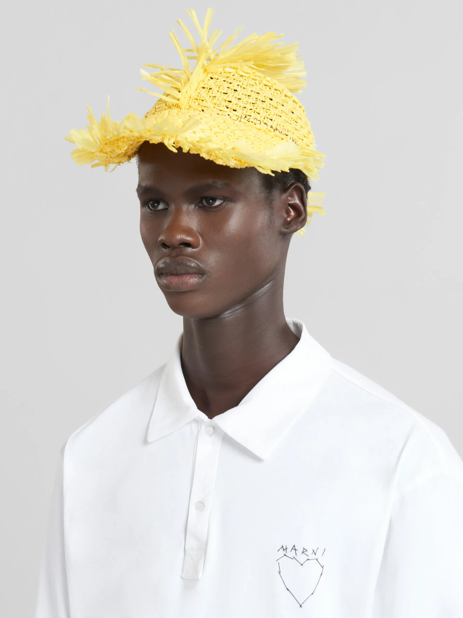 Hats>Marni Yellow Raffia-effect Baseball Cap LEMON