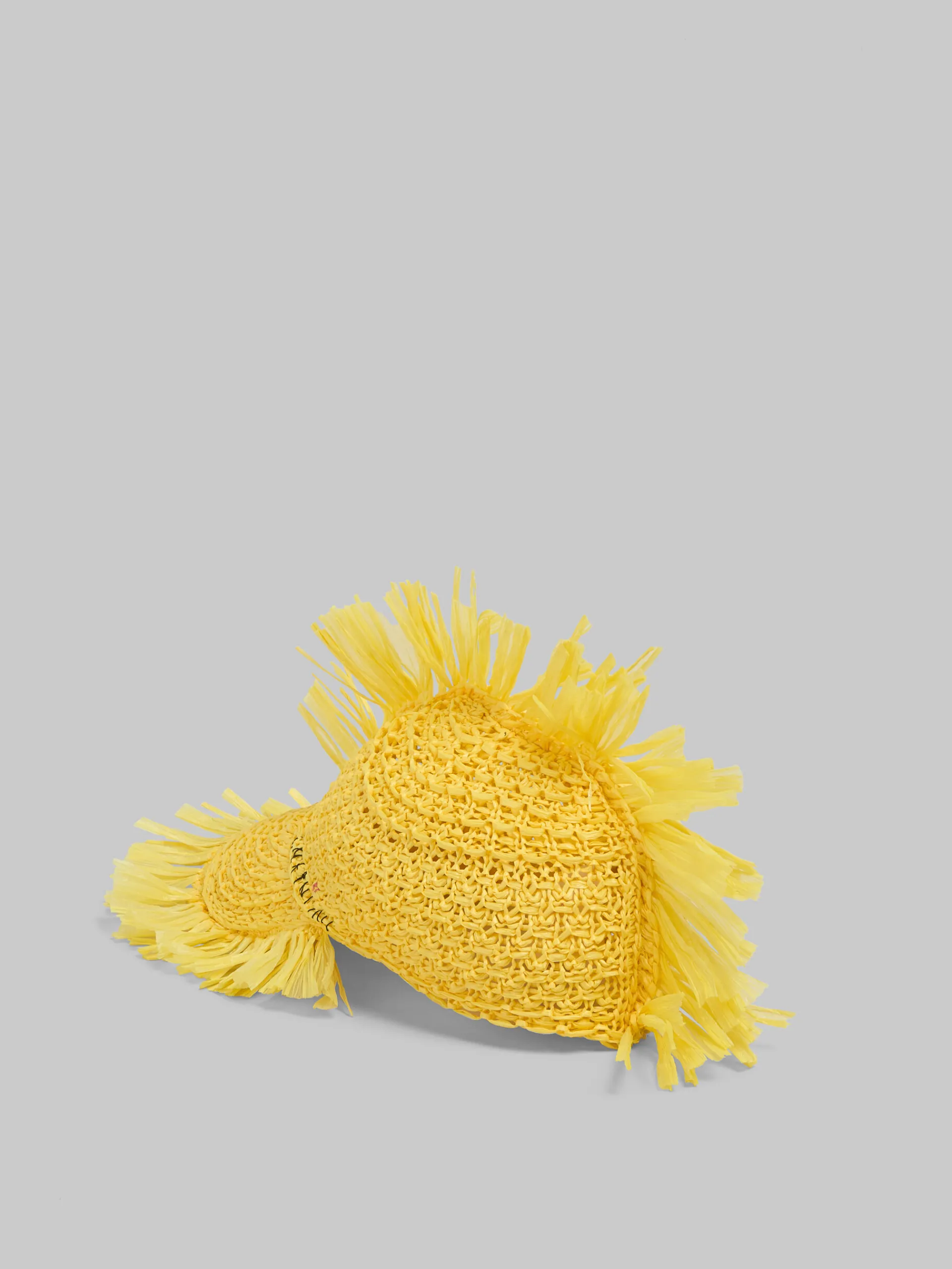 Hats>Marni Yellow Raffia-effect Baseball Cap LEMON