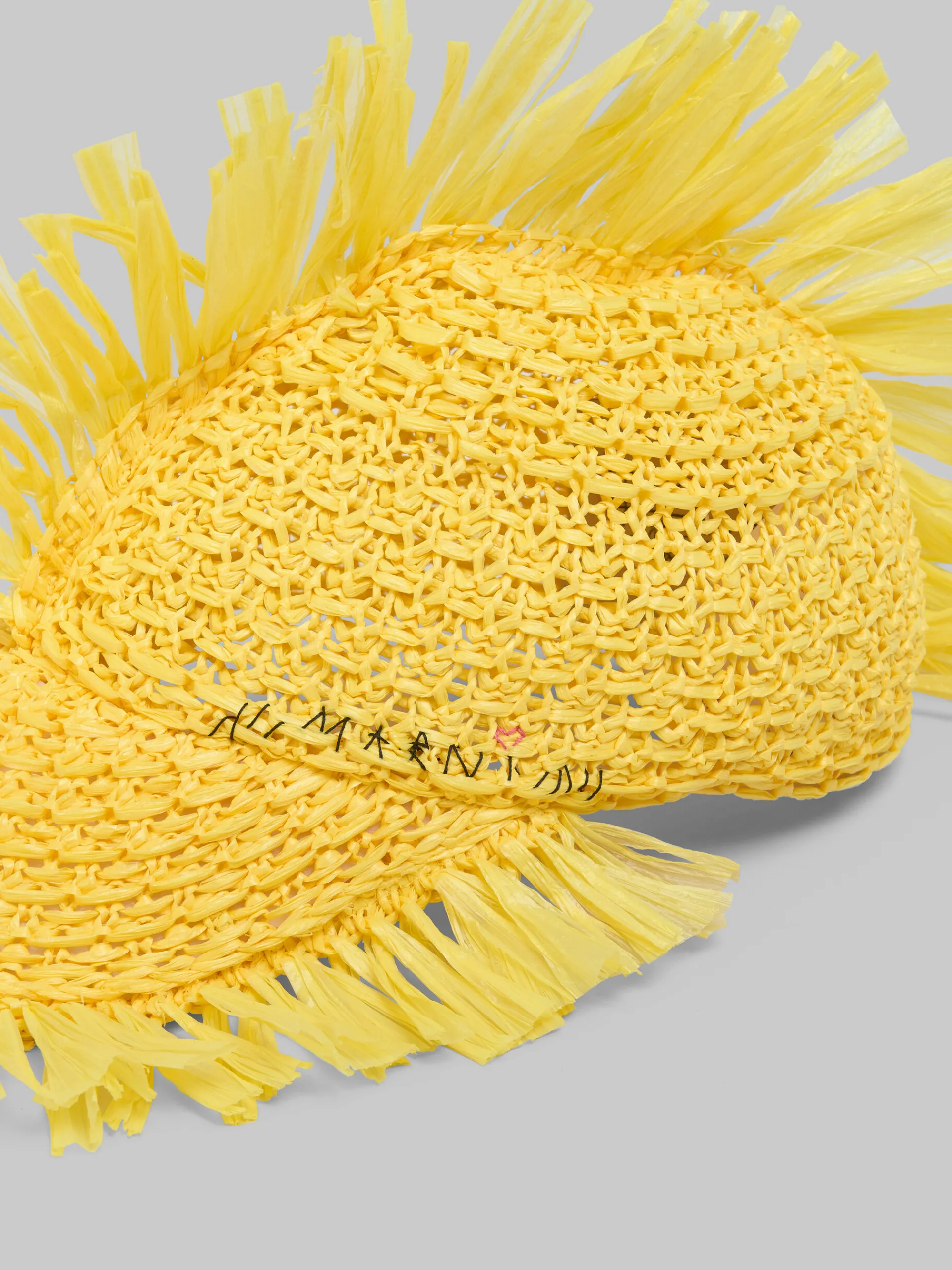 Hats>Marni Yellow Raffia-effect Baseball Cap LEMON